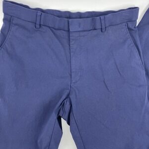 Ralph Lauren Modern Fit All-Way Stretch Blue 32 X 32 Men's Flat Front Pants Navy